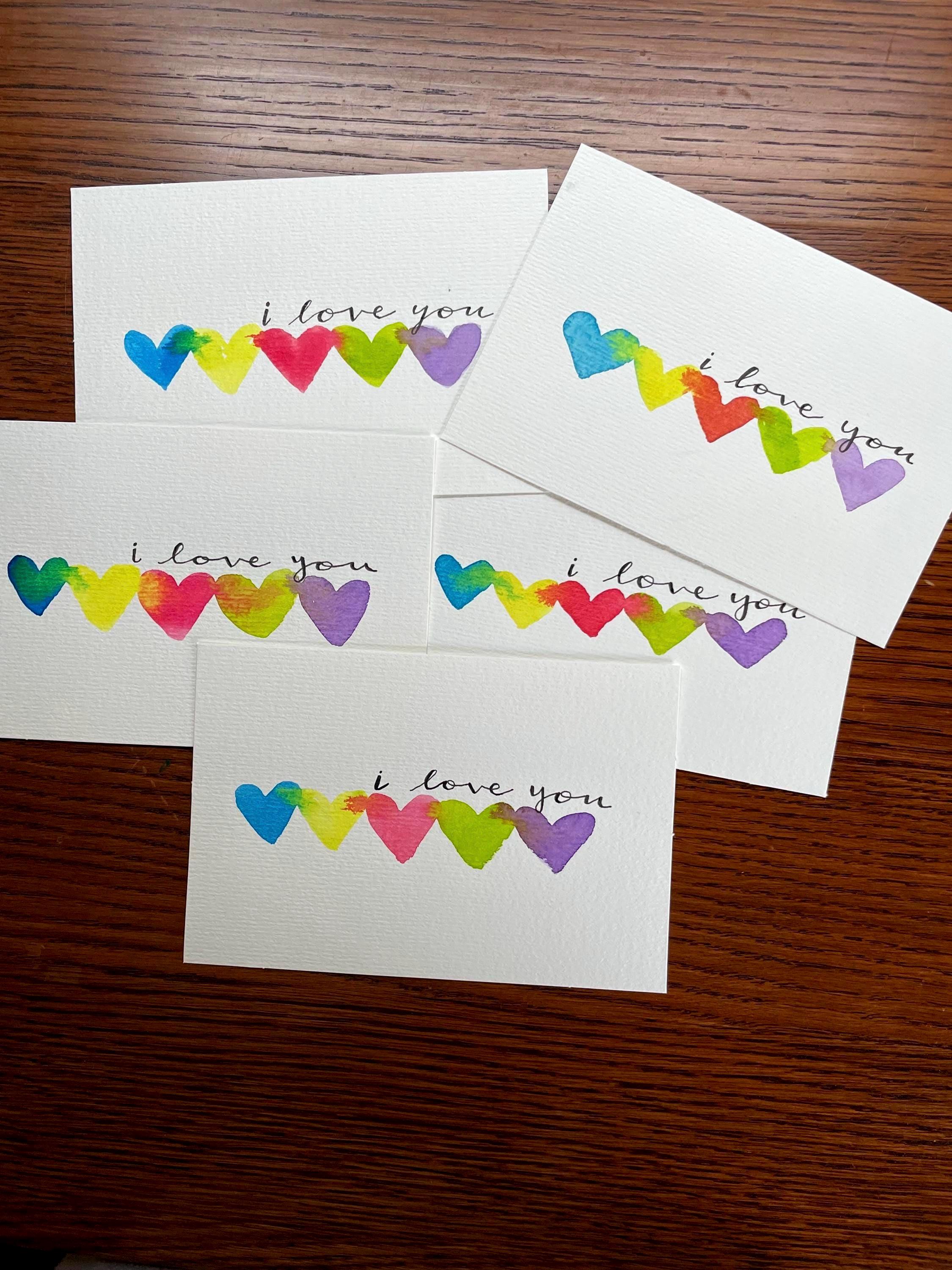 Set of 5 Hand Painted Watercolor Greeting Cards – Flat 4x6 Cards With ...
