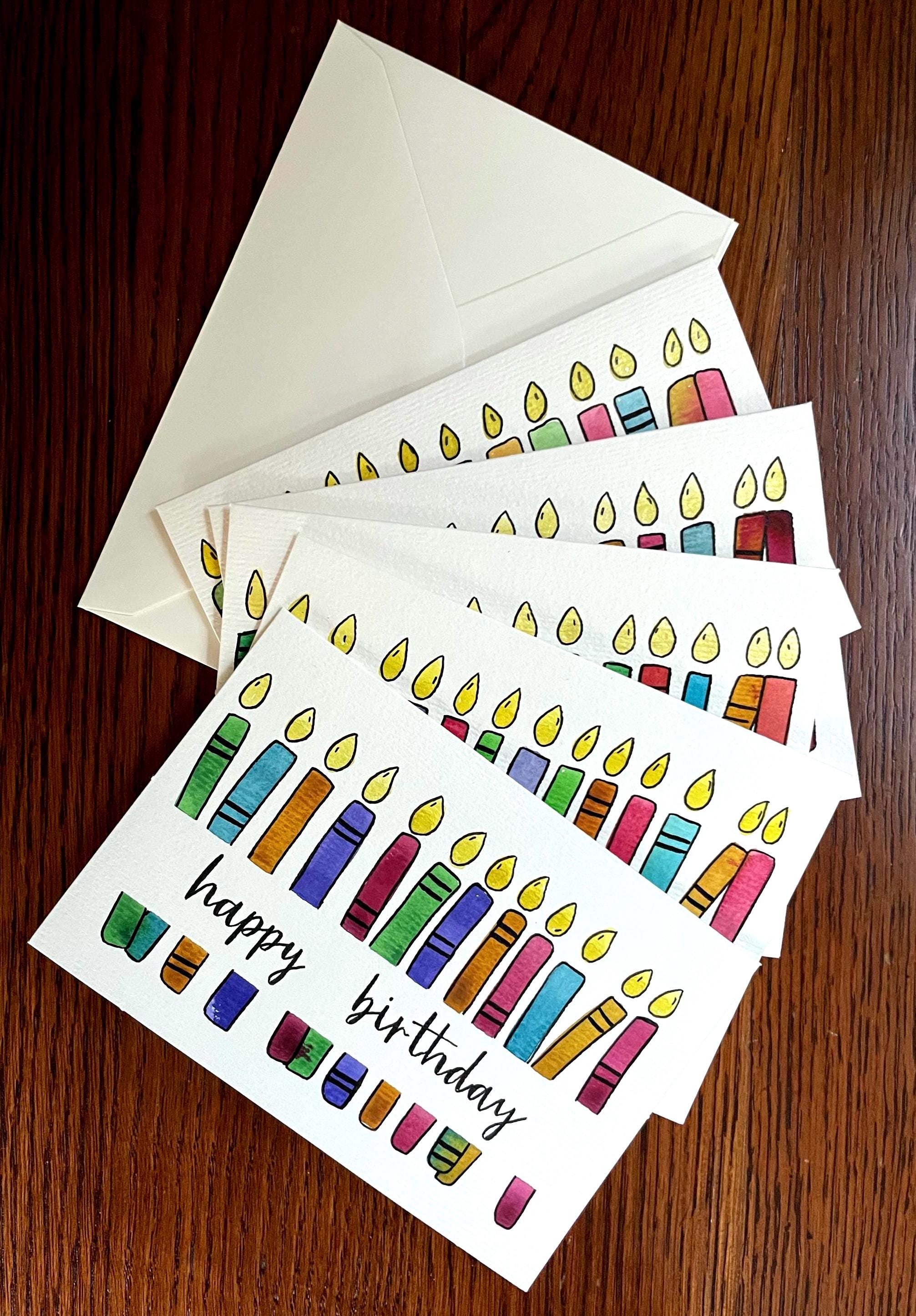 Set of 5 Hand Painted Watercolor Greeting Cards – Folded 4x6 Cards With ...