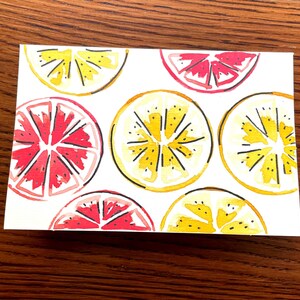 Set of 5 Hand Painted Watercolor Blank Cards – Folded 4x6 Cards with Envelopes, Blank Inside, Citrus Fruit Design