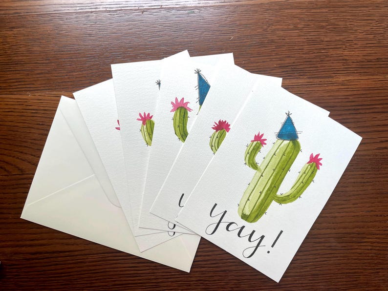 Set of 5 Hand Painted Watercolor Greeting Cards – Flat 5x7 Notecards ...