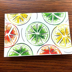 Set of 5 Hand Painted Watercolor Greeting Cards – Folded 4x6 Cards with Envelopes, Blank Inside, Citrus Fruit Design
