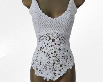 JANE NORMAN Top de crochet vintage S
