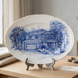 Bord trouwlocatie, op maat geschilderd huisportret, huisdecor in Franse landelijke stijl, gepersonaliseerd keramiek