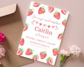 Strawberry First Birthday Invitation: Sweet Celebration (Downloadable Invite Template)