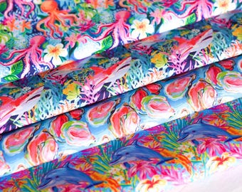 Preppy Ocean Pet Bandana – Colorful Sea Life Tie On
