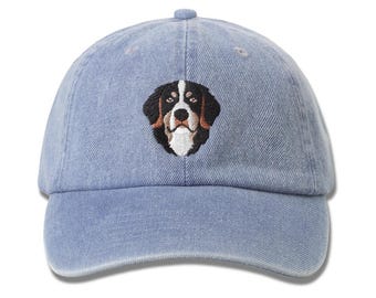 Bernese Mountain Dog Embroidered Denim Baseball Cap