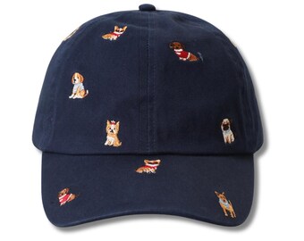 All the Dogs Embroidered Navy Cotton Baseball Cap