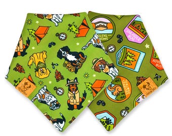 Adventure Dogs - Reversible Pet Bandana, Snap On, Tie On, Hiking, Dog Accessory
