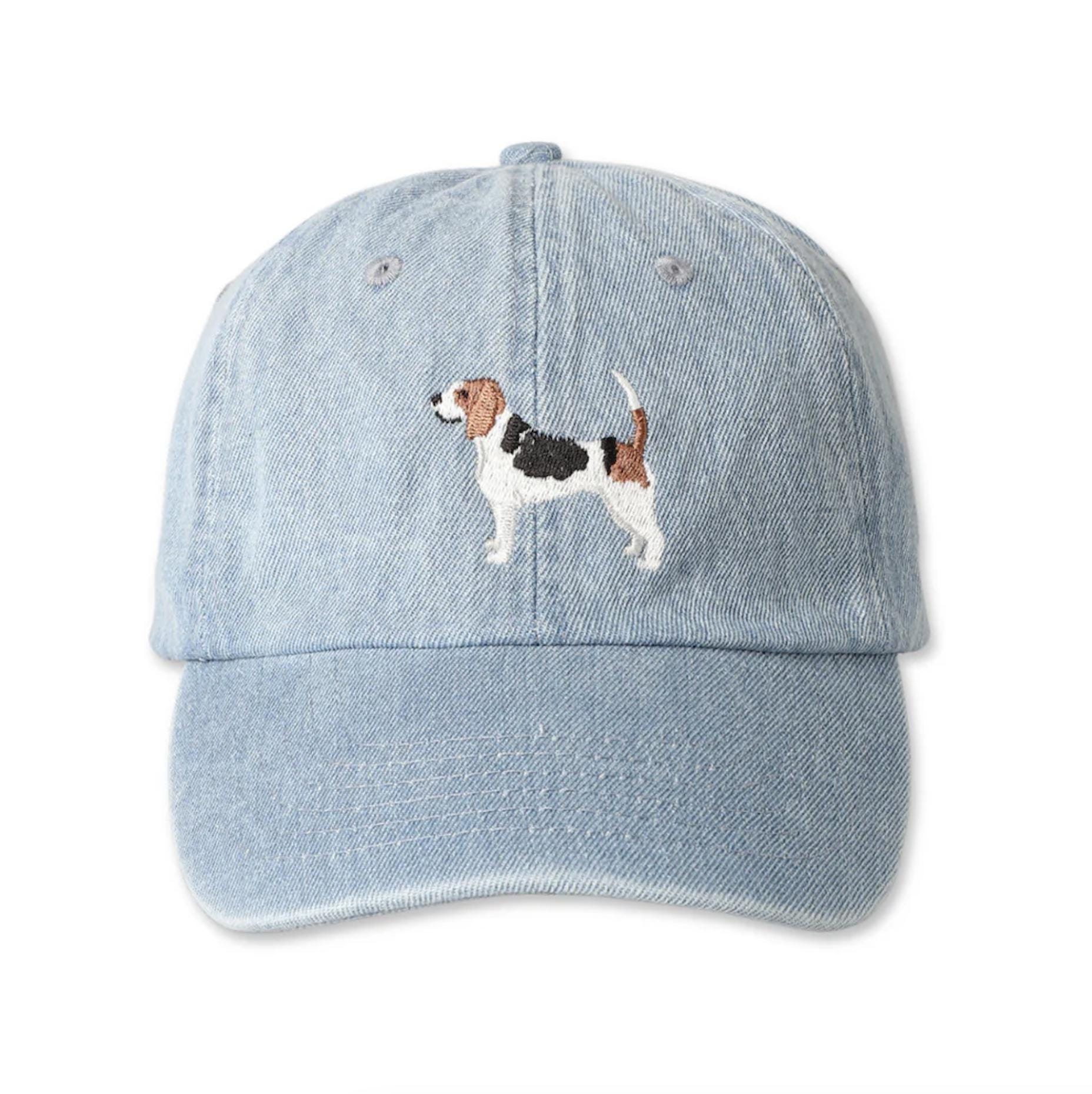 Beagle Dog Embroidered Denim Baseball Cap