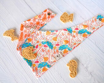 Rad Sea - Reversible Active Swim Bandana, Curved Snap On, Adventure, Dog Accessory, Beach Creatures