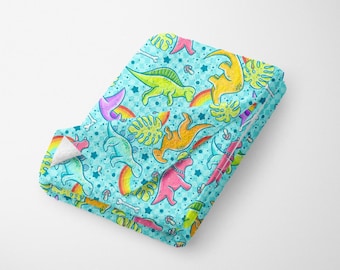 Blue Dinosaur Beach Towel: Summer Swim Towel, Monstera Print