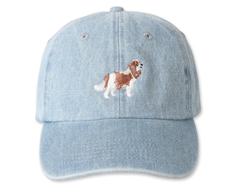 Cavalier King Charles Dog Embroidered Denim Baseball Cap