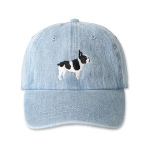 French Bulldog Dog Embroidered Denim Baseball Cap