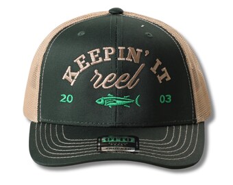 Keepin' It Reel Embroidered Mid Profile Trucker Hat, Fishing