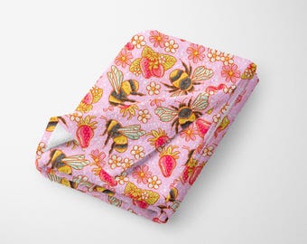 Bees and Strawberries: Towel, Swim, Summer, Fruit, Bumble Bee