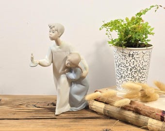 Vintage NAO Lladro Porcelain Figurine: Boy With Candle, Dog