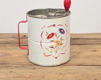 Vintage Androck Triple Flour Sifter: 1950s Rustic Kitchen Decor