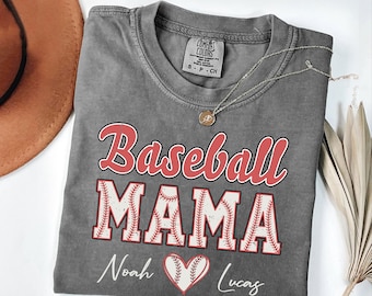 Baseball Mama Shirt with Custom Names, Personalized Game Day Family Tee