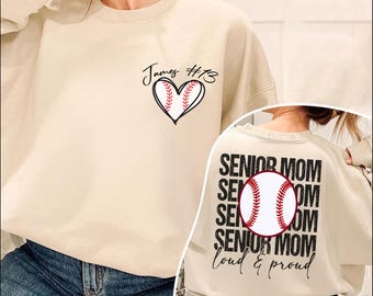 Personalized Senior Baseball Mom Sweatshirt or Hoodie with Name and Number