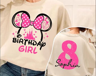 Minnie Mouse Birthday Girl Sweatshirt, Disney Birthday Hoodie, Bow Birthday Outfit