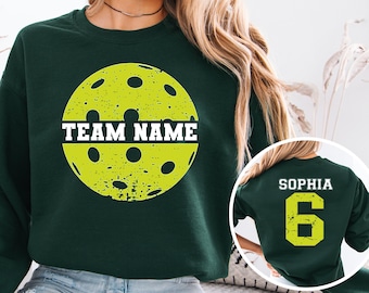 Personalized Pickleball Sweatshirt, Pickleball Number and Name Sweatshirt, Custom Team Sweatshirt