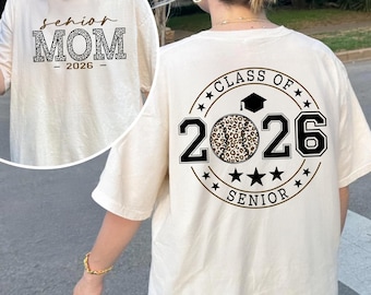Senior Baseball Mom Shirt Class of 2026, Leopard Graduation Mom Tee