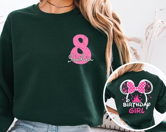 Sudadera personalizada de Minnie para niña de cumpleaños, sudadera con capucha de Disney para cumpleaños con nombre y edad.