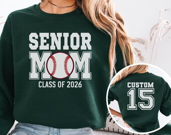 Custom Senior Baseball Mom Sweatshirt or Hoodie with Player Number