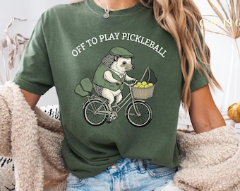 Camiseta divertida de pickleball, camiseta "A jugar pickleball" para mujer