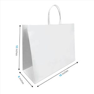 25 pcs grands sacs en papier kraft personnalisés, sac à provisions en papier boutique, sac personnalisé personnalisé, sacs-cadeaux de fête, sac cadeau pour événement, 16 x 6 x 12 po.