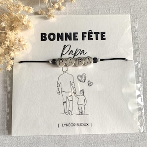 Bracelet homme fête des pères personnalisable avec cordon réglable lettre métal argent