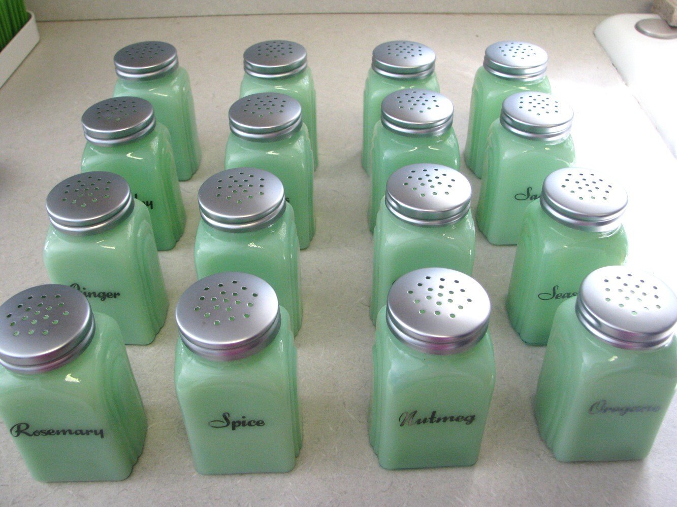 Reserved for iltbj Jadeite Spice Jars Set of 16 Etsy