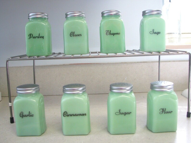 Reserved for iltbj Jadeite Spice Jars Set of 16 Etsy