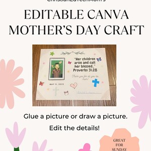 Editable Mother’s Day Coloring Craft Page for Sunday School | Christian Printable Activity