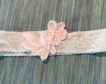 Blue vintage lace garter small