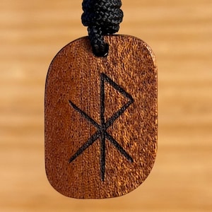 Bindrunen-Anhänger aus Holz – Nordisches Wikinger-Amulett – Futhark-Runen-Talisman – Antikes Schutzsymbol – Einzigartiges, handgefertigtes Geschenk