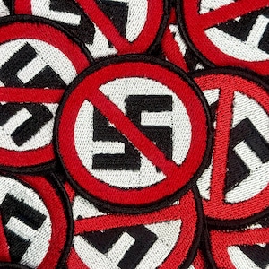 Anti-Nazi Symbol Patch - Embroidered Circle Patch - 2.5"