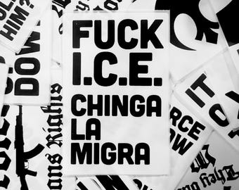 F*ck Ice, Chinga La Migra - 4x6 Thermal Paper Sticker Stack