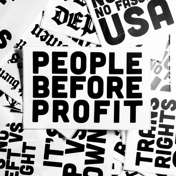 PEOPLE BEFORE PROFIT- Thermal Paper Sticker Stack