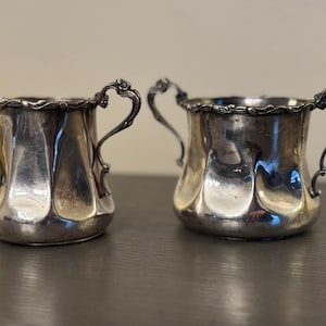 Antique Apollo Silver Co. Sugar Bowl & Creamer Set – Silverplate – Ornate Floral Handles (1920s)
