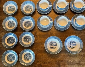 Vintage Currier & Ives Royal China Holiday Set: Winter Scenes