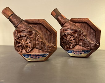 Set of 2 Vintage Cannon Decanters – Ph. Boileux Deluxe Brandy – 1960s Collectible Ceramic Bottles