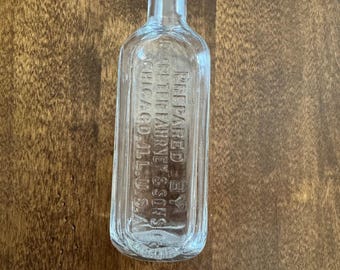 Vintage Clear Glass Medicine Bottle - Embossed Dr. Peter Fahrney & Sons Co. Chicago, Antique Apothecary Decor
