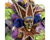 Royal Masquerade Wreath – Handcrafted 20” Illuminated Decorative Wreath