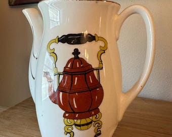 Vintage Ceramic Coffee Percolator: Mid-Century Retro Kitchen Decor