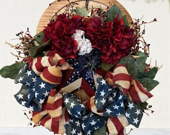 Americana Barn Star Wreath: Patriotic Fourth of July Door Decor
