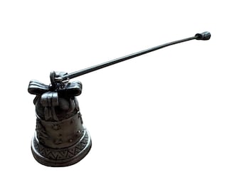 Vintage Pewter Candle Snuffer with Bell and Bow Design