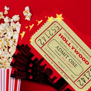 Invitación a fiesta de cumpleaños de Hollywood / Celebración de fiesta de alfombra roja / Invitación a fiesta digital Impresión temática del viejo Hollywood / California /