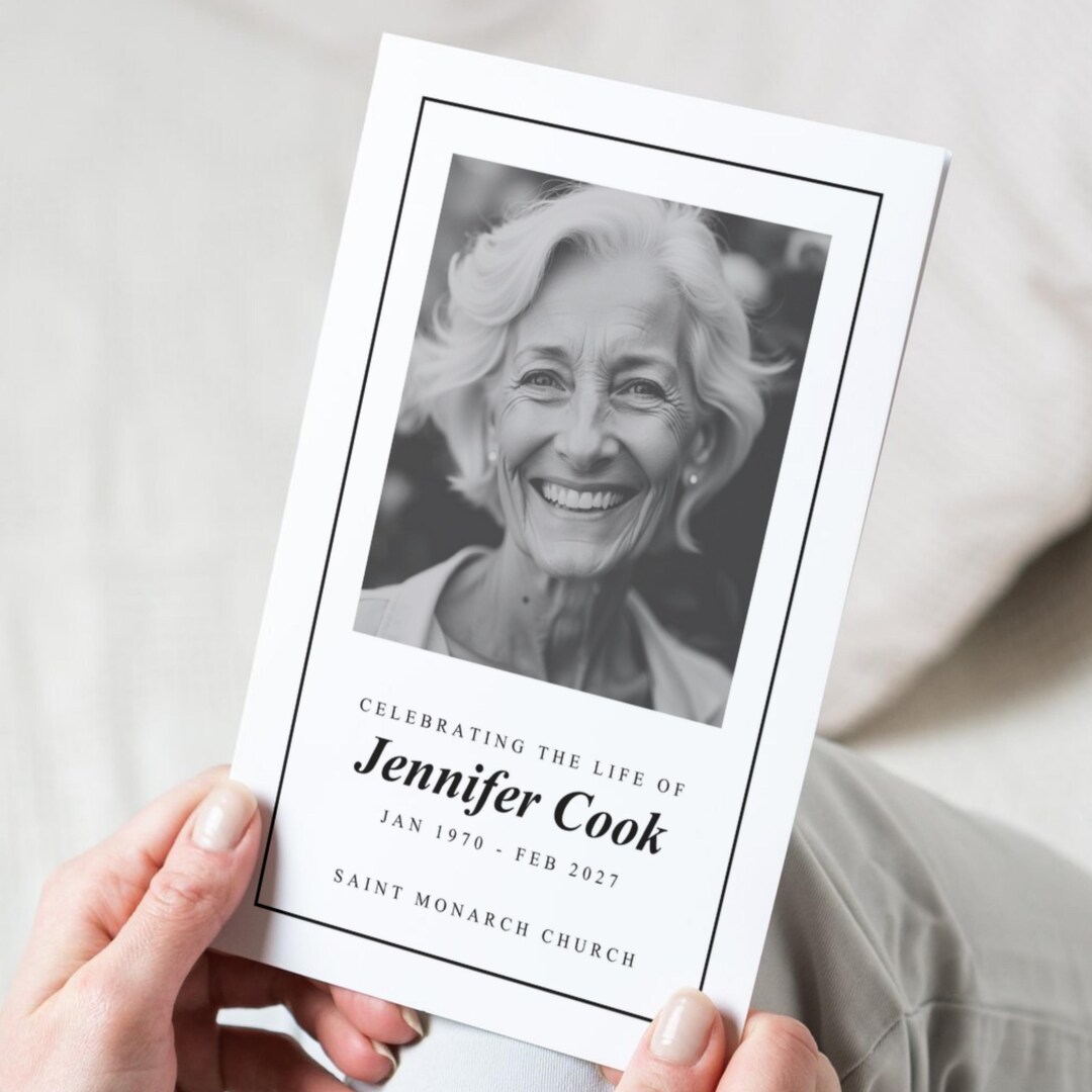 Funeral Program Inserts Funeral Program Template - Simple Double Sided Black and White Obituary ...