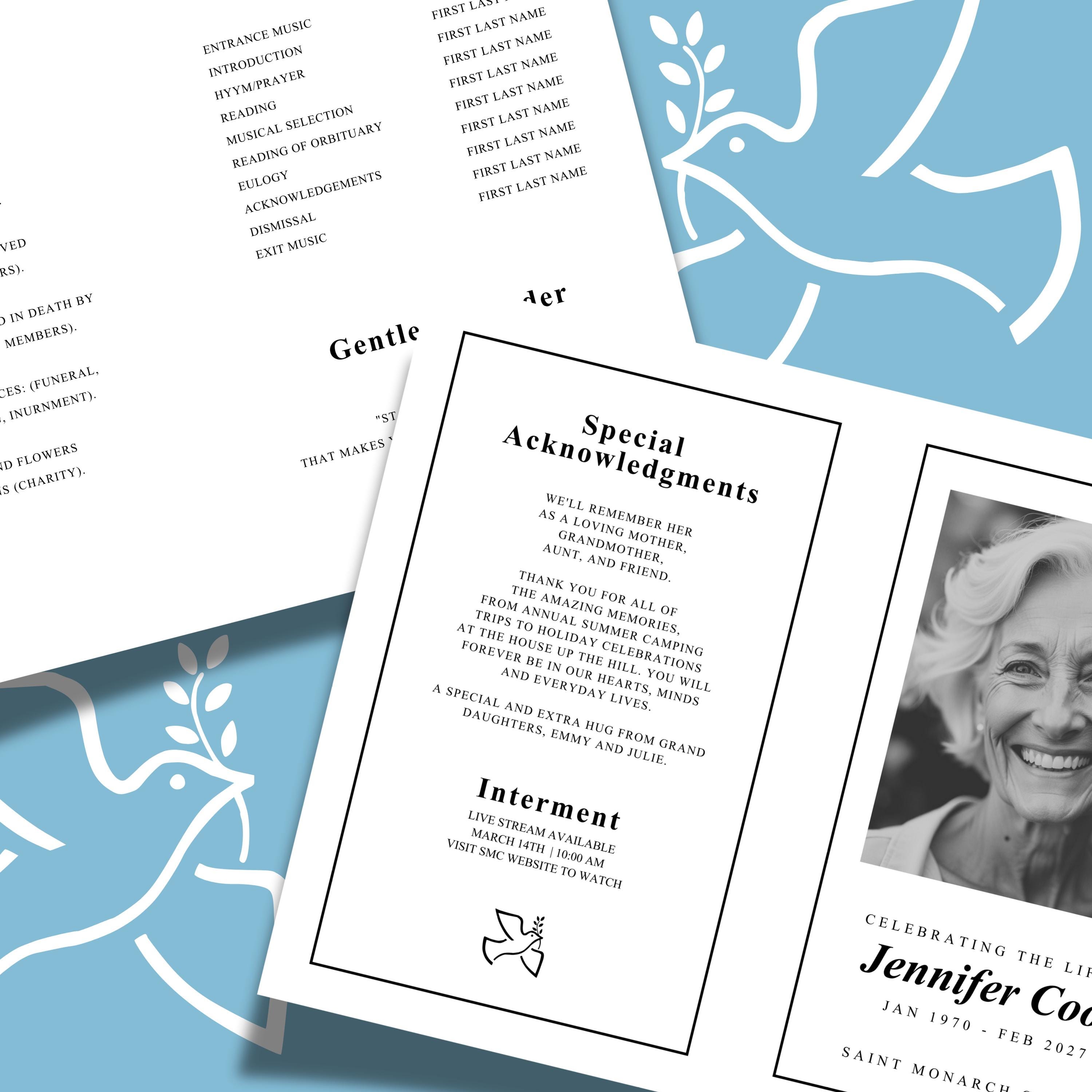 Funeral Program Inserts Funeral Program Template - Simple Double Sided Black and White Obituary ...